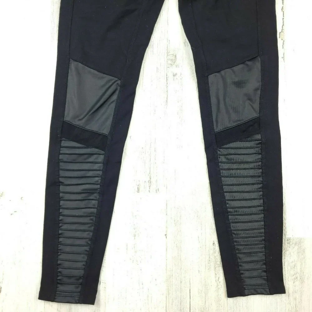 Alo Yoga Moto Leggings Black Mesh High Waist Compression Yoga Pants XS 27”